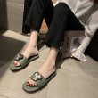 画像7: Women's  metal buckle open toe flat with soft bottom slippers  sandals slide sandals　メタル付きスライドフラットサンダル レディース 女性用 シューズ  (7)