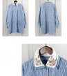 画像6: middle section long blue and white striped long-sleeved shirt beaded sequined temperament dressストライプ長袖シャツビーズスパンコール付きシャツ　ブラウス　チュニック　 (6)