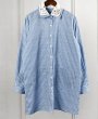 画像4: middle section long blue and white striped long-sleeved shirt beaded sequined temperament dressストライプ長袖シャツビーズスパンコール付きシャツ　ブラウス　チュニック　 (4)