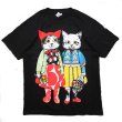 画像2: cat  Print loose T-shirt 　キャット　猫プリントラウンドネックルーズ丈半袖Tシャツ　チュニック (2)