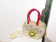 画像3:  Cute Pastoral Style Smiley Letters Hand Strap Bag handbags bagパストラルスタイルスマイル スマイリーレターハンドストラップバッグ トートカゴ　籠　かごトートバック　 (3)
