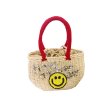 画像1:  Cute Pastoral Style Smiley Letters Hand Strap Bag handbags bagパストラルスタイルスマイル スマイリーレターハンドストラップバッグ トートカゴ　籠　かごトートバック　 (1)