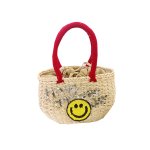 画像1:  Cute Pastoral Style Smiley Letters Hand Strap Bag handbags bagパストラルスタイルスマイル スマイリーレターハンドストラップバッグ トートカゴ　籠　かごトートバック　 (1)