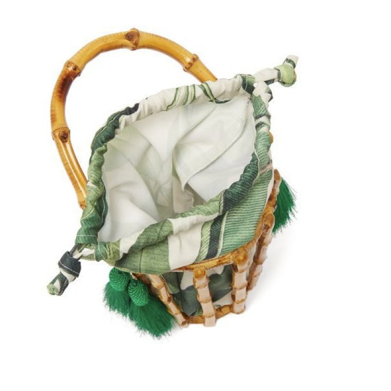 画像3: bamboo handmade tassel handbags bag バンブー タッセル付レトロバケットトートカゴ 籠 かごトートバック  (3)
