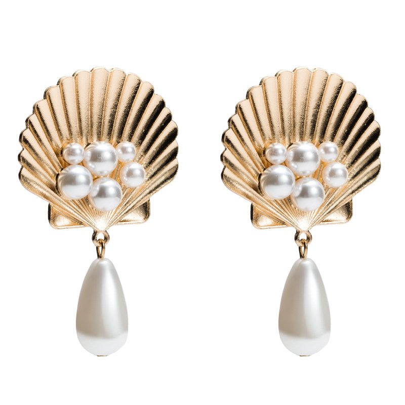 画像3:  shell imitation pearl earrings　シェル＆パールピアス　イヤリング (3)