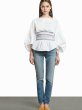 画像1: women's fashion sweet simple lantern sleeves waist zipper shirt シンプルなランタンスリーブウエストジッパーシャツ　ブラウス (1)
