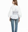画像2: women's fashion sweet simple lantern sleeves waist zipper shirt シンプルなランタンスリーブウエストジッパーシャツ　ブラウス (2)
