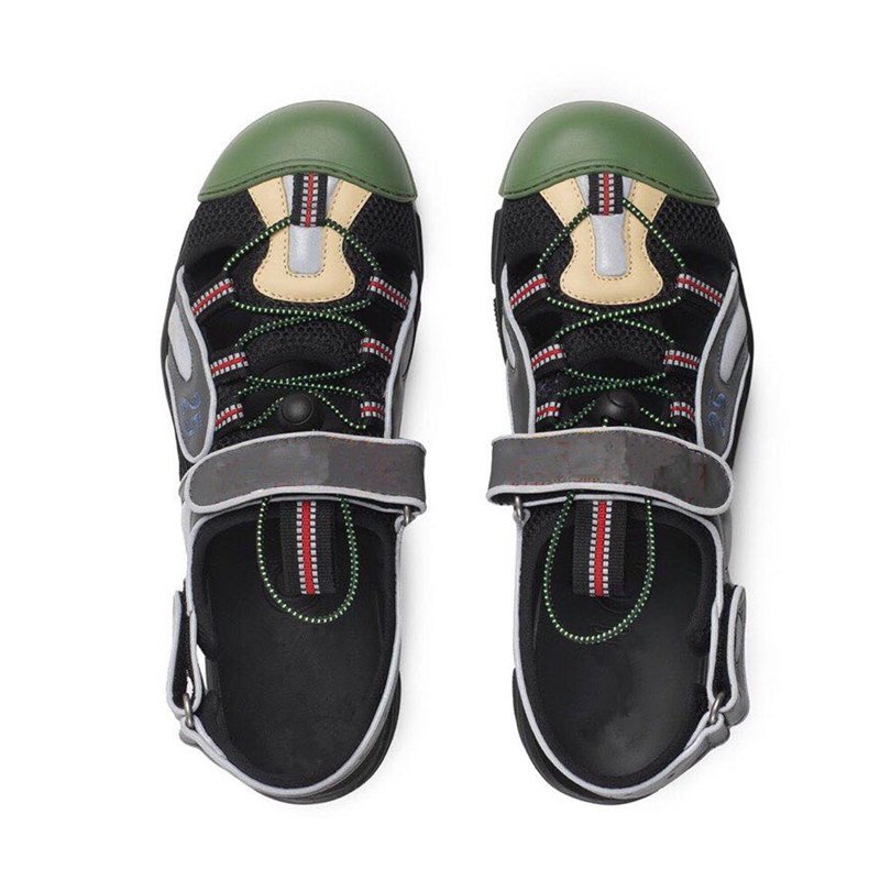 画像2: Women's Adjustable Velcro straps and slingback straps Leather mesh flat sandalsベルクロストラップレザー メッシュ フラット サンダルスリッパ シューズ・靴 サンダルレディース 女性用 シューズ  (2)