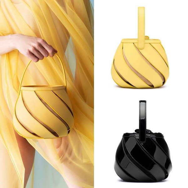 画像1: small round Lantern shoulder tote  bag handbags ランタン型スモールショルダー トートレザーハンドストラップバッグ 　 (1)