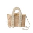 画像1:  straw holiday package woven pearls hand chain bag crossbody shoulder bag　パール 真珠ハンドルトートショルダー２WAYカゴ かご 籠バッグ 　 (1)