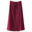 画像5: Women's French retro style floral button polka dot high waist split skirt skirt レオパード　ヒョウ柄膝丈スカート (5)