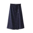 画像4: Women's French retro style floral button polka dot high waist split skirt skirt レオパード　ヒョウ柄膝丈スカート (4)