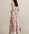 画像5:  Women's Floral Print  Long Sleeve Slim Dress  膝下丈ロングフローラル長袖ロングドレス　ワンピース (5)