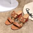 画像3: Women'shigh-heeled sandals and slippers 太目ヒールレザー サンダルスリッパ シューズ・靴 レディース 女性用 シューズ  (3)