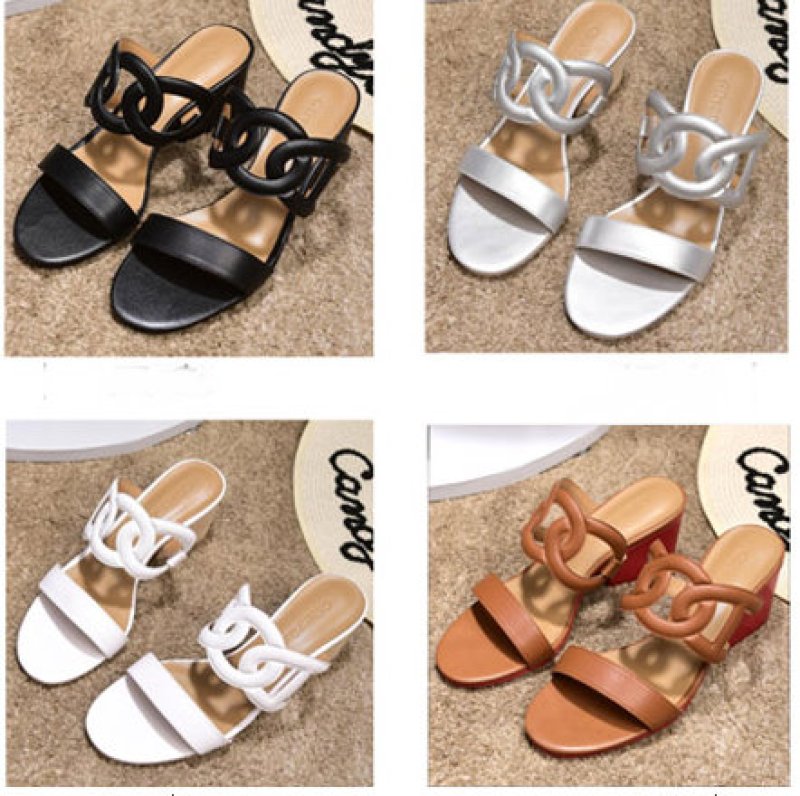 画像10: Women'shigh-heeled sandals and slippers 太目ヒールレザー サンダルスリッパ シューズ・靴 レディース 女性用 シューズ  (10)
