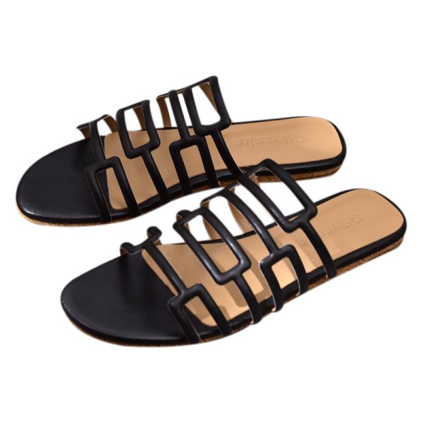 画像1: Women's flat belt temperament sandals slippers フラットレザー サンダルスリッパ シューズ・靴 レディース 女性用 シューズ  (1)