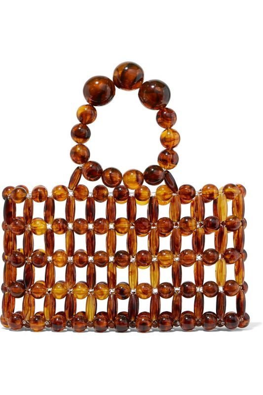 画像4:   Messenger acrylic  beaded  Small bag handbag 琥珀数珠ハンドメイドトートハンドバック (4)