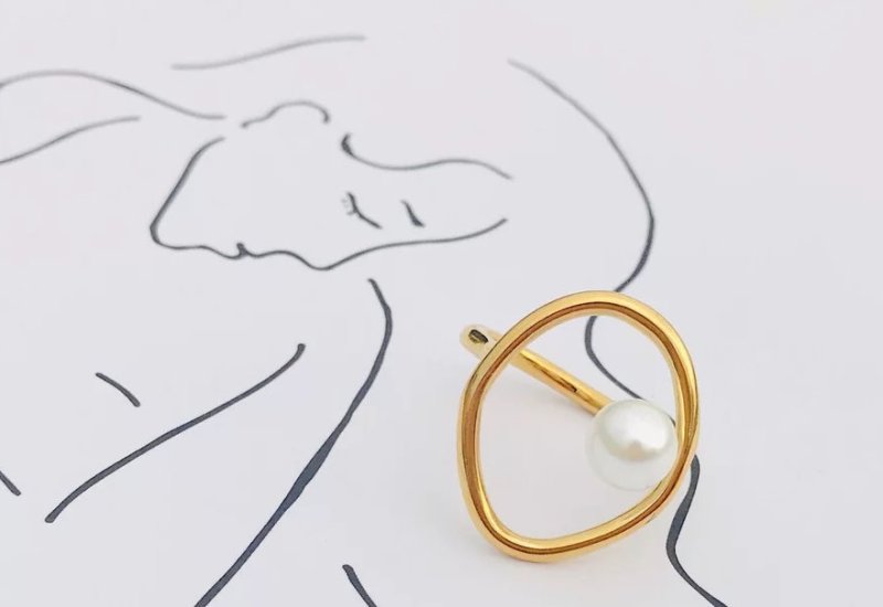 画像3: , fashionable temperament, simple pearl opening ringパールオープニングリング (3)