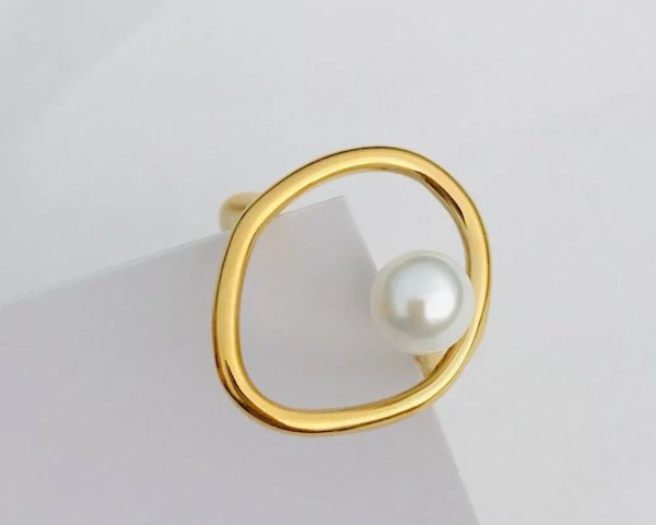 画像1: , fashionable temperament, simple pearl opening ringパールオープニングリング (1)