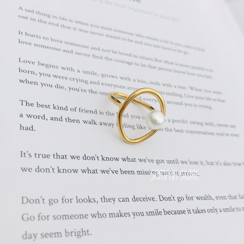 画像4: , fashionable temperament, simple pearl opening ringパールオープニングリング (4)