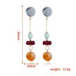 画像4: retro Morandi long amber beads acrylic wood handmade blooming tassels  pierce earrings エスニックロングアクリルラインストーン＆ウッドピアス　イヤリング (4)