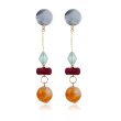 画像2: retro Morandi long amber beads acrylic wood handmade blooming tassels  pierce earrings エスニックロングアクリルラインストーン＆ウッドピアス　イヤリング (2)