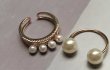 画像5: pen tail  two-piece Pearl ringパール真珠オープニングリング 指輪2個セット (5)