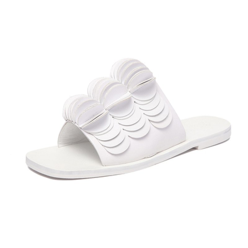 画像2: Women's outside wearing a word flat bottom leather slippers  sandals  ユニークデザインレザーフラット サンダルスリッパ シューズ・靴 レディース 女性用 シューズ  (2)