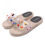 画像2: Women's Espadow with transparent rhinestones Flat sandals slippers   クリアラインストーン付エスパドリーユ オープントゥ フラット サンダル　スリッパ シューズ・靴 レディース 女性用 シューズ  (2)