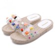 画像3: Women's Espadow with transparent rhinestones Flat sandals slippers   クリアラインストーン付エスパドリーユ オープントゥ フラット サンダル　スリッパ シューズ・靴 レディース 女性用 シューズ  (3)