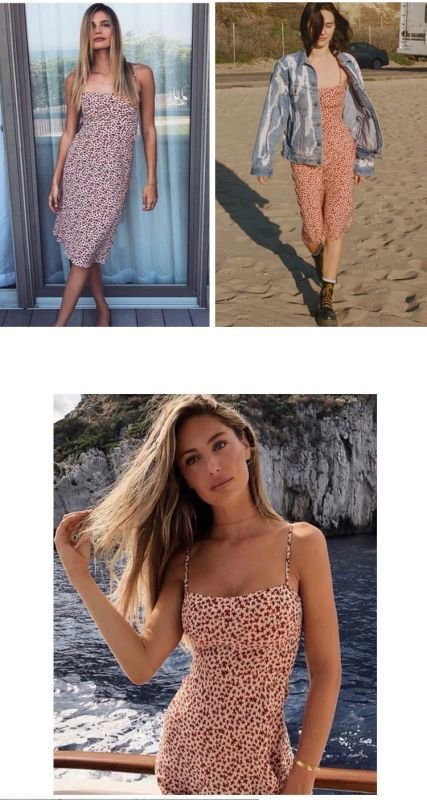 画像6:  Women's maple leaf small floral print camisole dress   花柄キャミソールドレスロングフィッシュテール ワンピース (6)