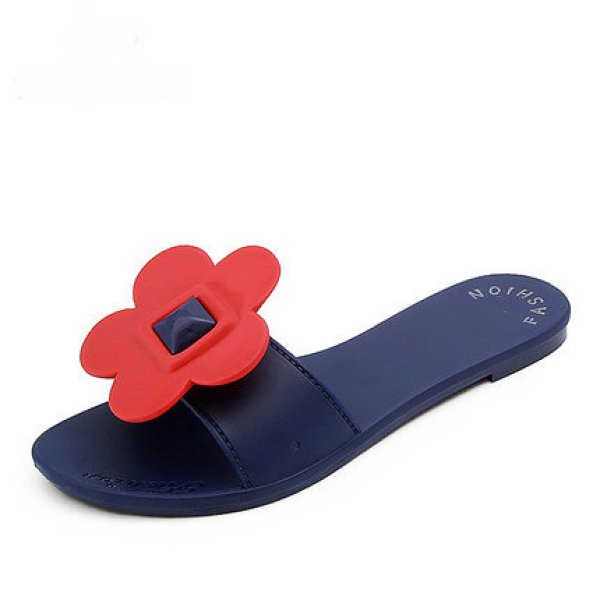 画像1: Women's Beach sandals Tong with flower slippers  sandals  くるくる回る大きな花がポイントのビーチサンダル　フラット サンダルスリッパ シューズ・靴 レディース 女性用 シューズ  (1)