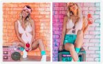 画像4: Women's bikini Monokini Swimsuit 胸元と背中のリボンのデザインがポイントワンピーススイムウエア水着モノキニワンピース (4)