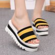 画像6: Women's wedge with casual platform sandals slippers  プラットフォーム厚底オープントゥ カジュアルサンダル　スリッパ シューズ・靴 レディース 女性用 シューズ  (6)