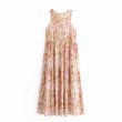 画像6:  Women's positioning printing sleeveless printed dress long dress　フローラル花柄ロング マキシ丈ドレス ワンピース　フローラル　ボヘミアン (6)