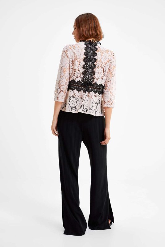 画像2: women's  stitching lace collar shirt 7部袖丈レースブラウス　プルオーバー (2)