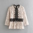 画像3: women's  stitching lace collar shirt 7部袖丈レースブラウス　プルオーバー (3)