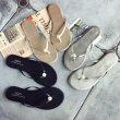 画像4: Women's flat simple sandals flip flops   シンプルパール付きフラットビーチ サンダル　スリッパ シューズ・靴 レディース 女性用 シューズ  (4)