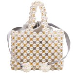 画像1: paragraph hand-woven pearl heavy duty beaded bag handbag tote bag ハンドメイドパール＆ビジュートートハンドバック (1)