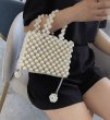 画像3: paragraph hand-woven pearl heavy duty beaded bag handbag tote bag ハンドメイドパール＆ビジュートートハンドバック (3)