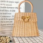 画像2: classic horseshoe bag portable flip straw bag  クラッシック馬蹄形トートカゴ　籠バック (2)