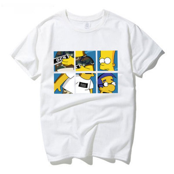 画像1:  anime SIMPSONS  cartoon short-sleeved T-shirt  シンプソンズプリント半袖Ｔシャツ　男女兼用 (1)
