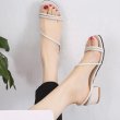 画像6: Women's buckle fairy simple sandals   シンプル太目ヒールサンダル　シューズ・靴 レディース 女性用 シューズ  (6)