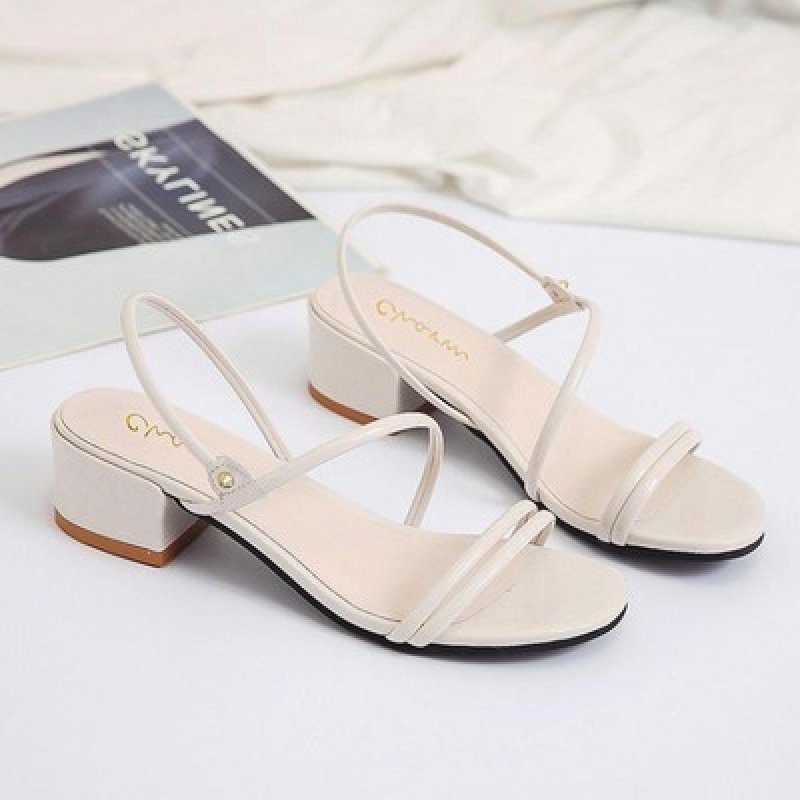 画像3: Women's buckle fairy simple sandals   シンプル太目ヒールサンダル　シューズ・靴 レディース 女性用 シューズ  (3)