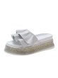 画像10: women's rhinestone thick bottom muffin open toe gather sandals support outdoor slippers ラインストーン付ギャザープラットホーム厚底フラットサンダルスリッパ サボ (10)