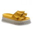画像2: women's rhinestone thick bottom muffin open toe gather sandals support outdoor slippers ラインストーン付ギャザープラットホーム厚底フラットサンダルスリッパ サボ (2)