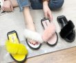 画像6: women's  wild flat transparent cross sandals slippers ファー付きフラットサンダルスリッパ サボ (6)