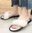 画像4: women's  wild flat transparent cross sandals slippers ファー付きフラットサンダルスリッパ サボ (4)