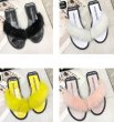 画像8: women's  wild flat transparent cross sandals slippers ファー付きフラットサンダルスリッパ サボ (8)