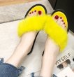 画像5: women's  wild flat transparent cross sandals slippers ファー付きフラットサンダルスリッパ サボ (5)